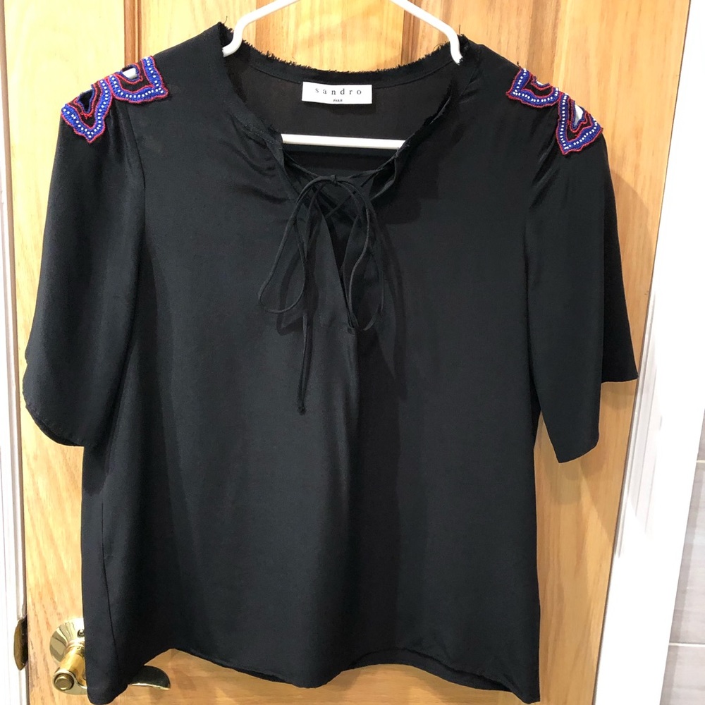 Sandro silk Cold Shoulder Shirt